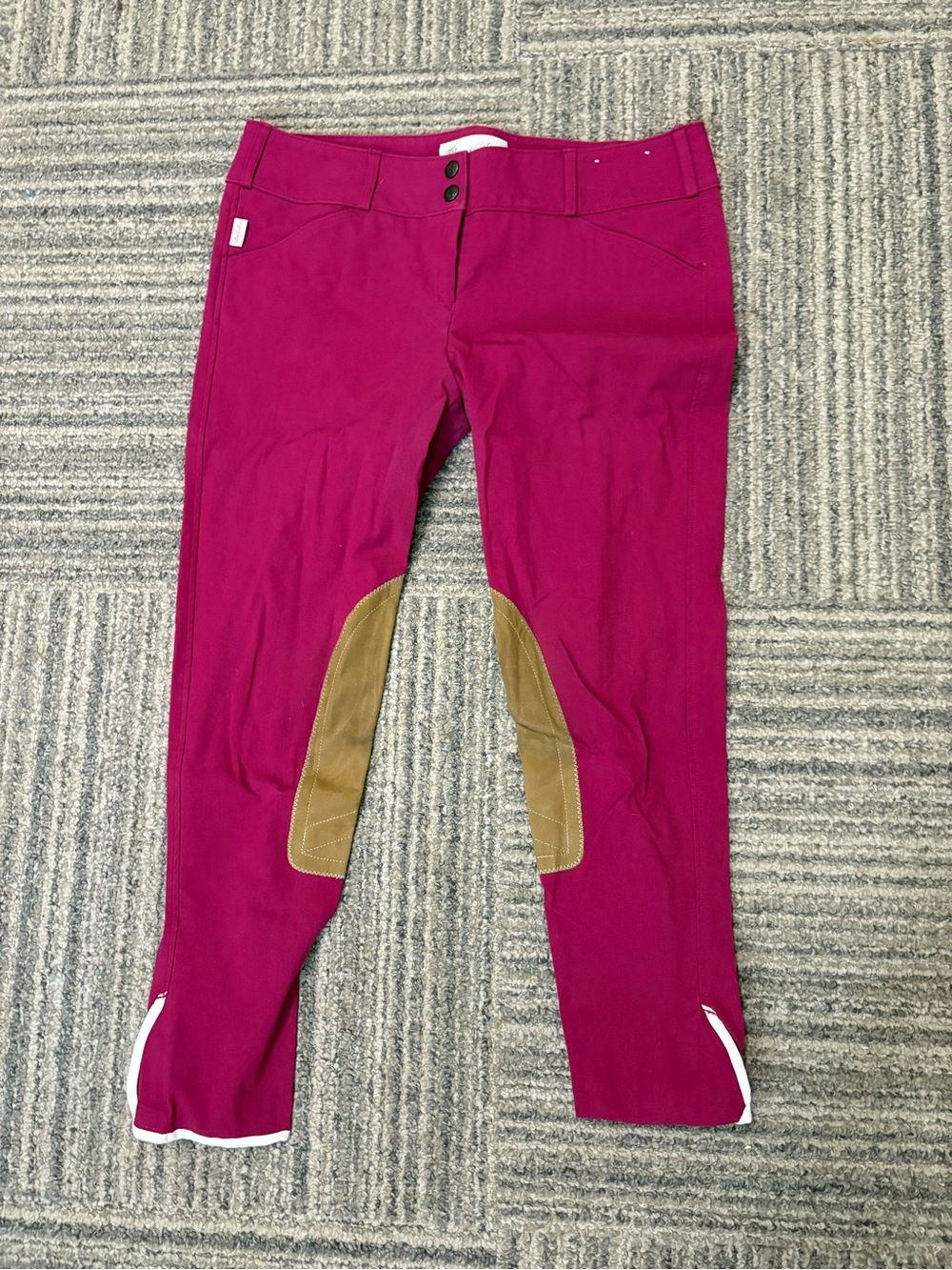 Tailored sportsman claret/tan knee patch trophy hunter breeches